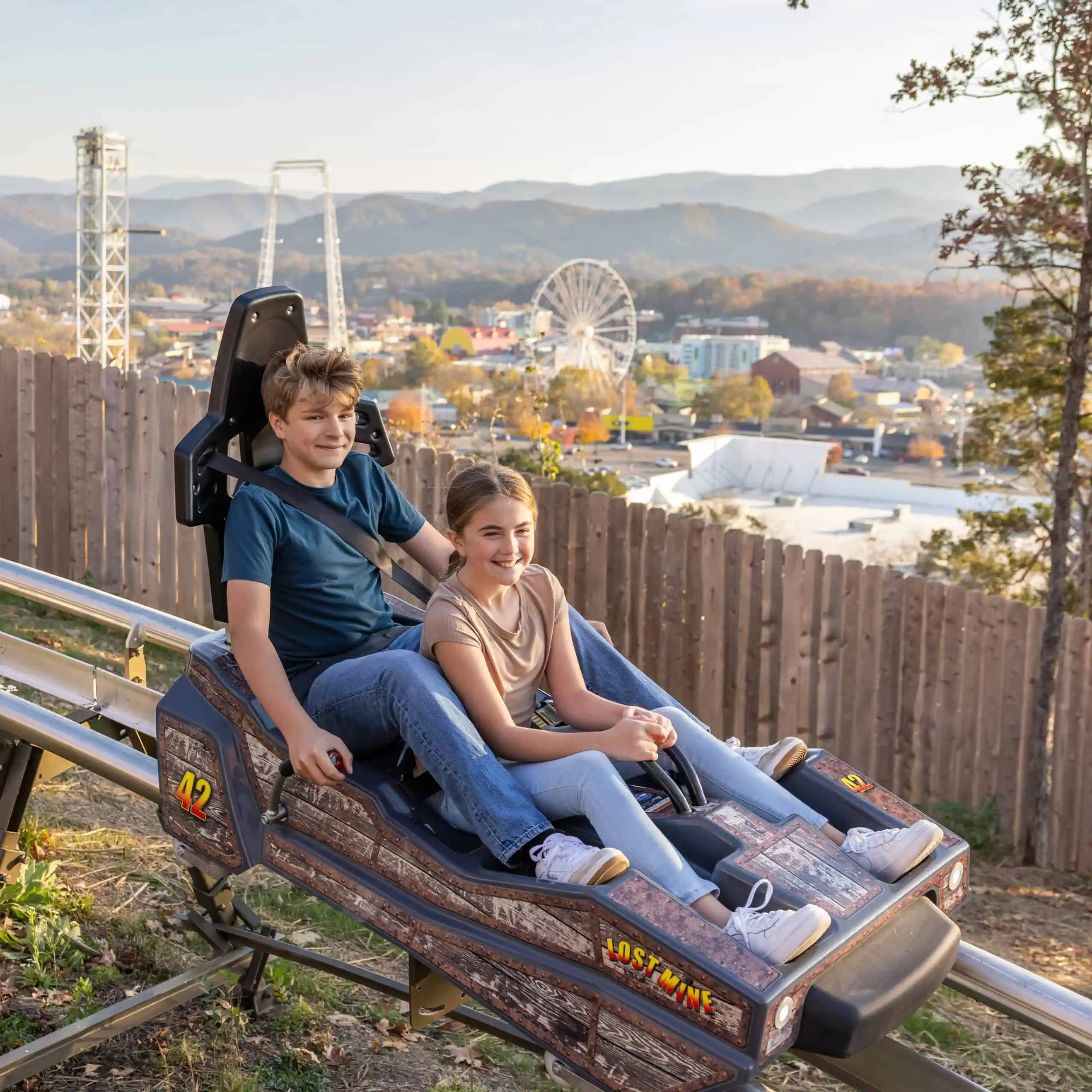 Roller coaster at the amusement park