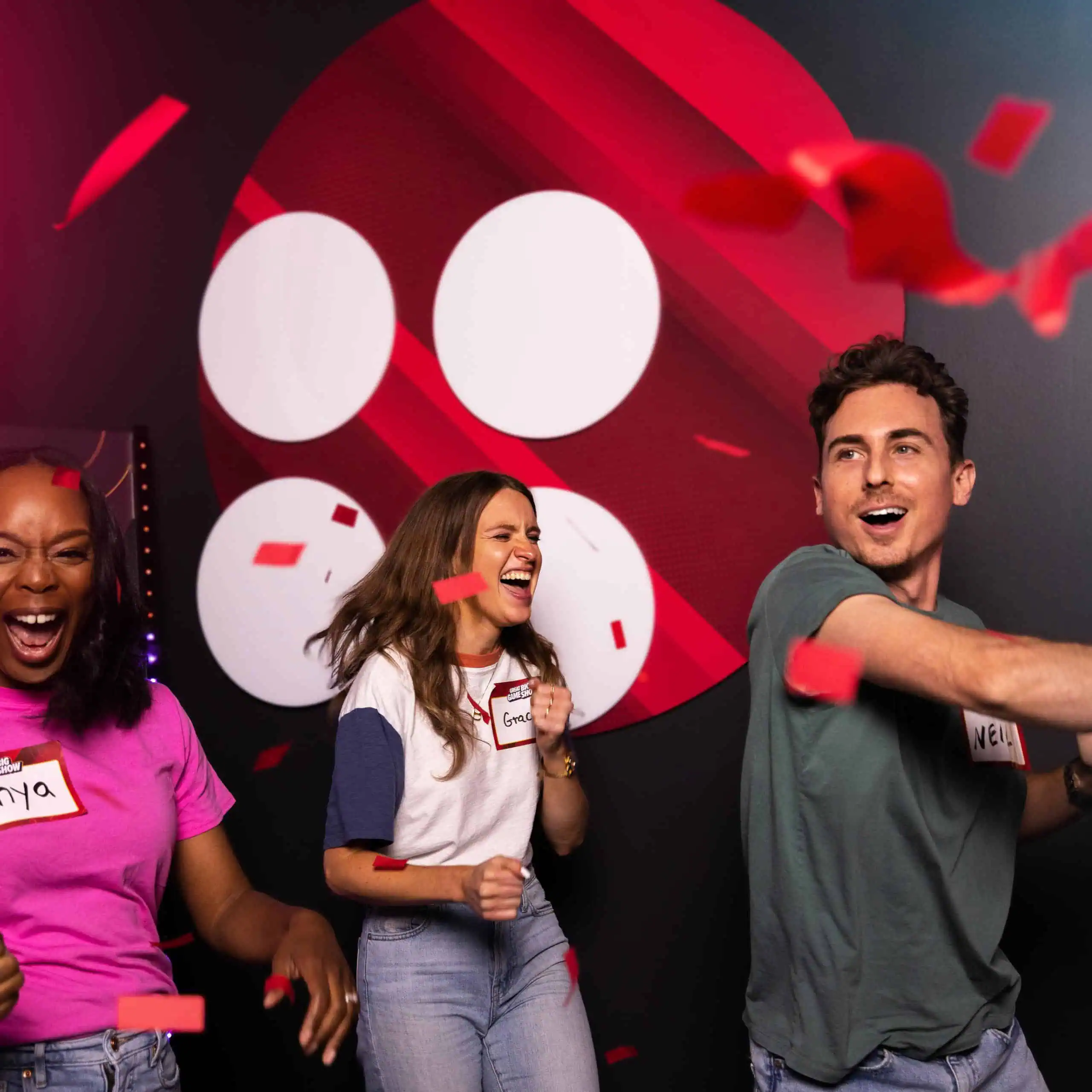 Guests participating in a fun and interactive competition at Great Big Game Show.